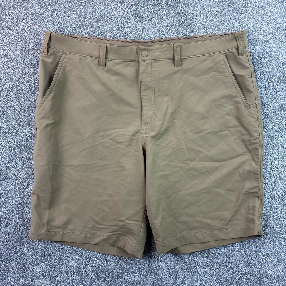 Alpine Design Shorts Mens 42 Khaki Flat Front Casual Outdoor Nylon Stretch